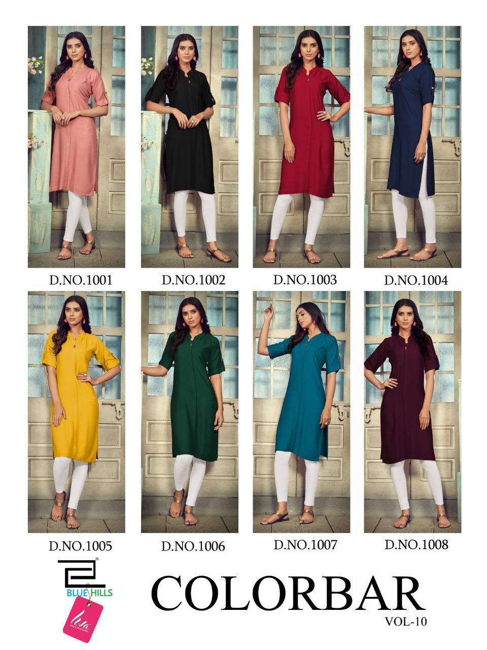 Blue Hills Colorbar 10 Ethnic Daily Wear Rayon Designer Kurti Collection